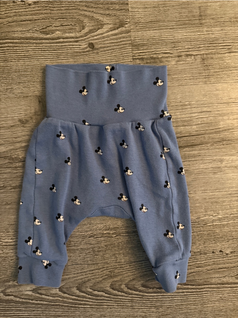 Newborn H&M x Disney Light Blue Pants with Mini Mickey Print